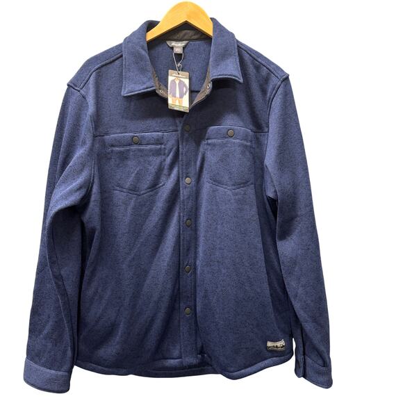 Eddie Bauer Shacket Mens Large Blue Sweater Fleece Shirt Jacket Snap Up NEW - Picture 1 of 8